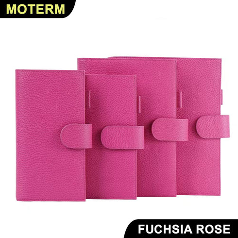 Moterm Firm Pebbled Grain Leather A5 A6 B6 Weeks Fuchsia Rose Color Genuine Cowhide Planner Rings Notebook Cover Diary Agenda Organizer Journey