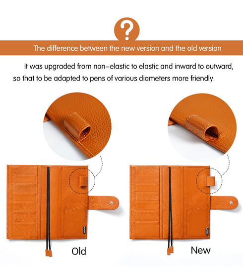 Moterm Pebbled Leather Original Weeks Cover for Hobonichi and Skinny Mini Happy Planner with Back Pocket and Double Clasps Diary