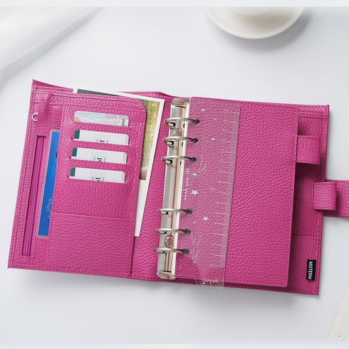 Moterm Firm Pebbled Grain Leather A5 A6 B6 Weeks Fuchsia Rose Color Genuine Cowhide Planner Rings Notebook Cover Diary Agenda Organizer Journey