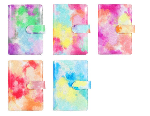 Tie Dyed Marble Color A6 Vegan Leather DIY Binder Notebook Cover Diary Agenda Planner Cover