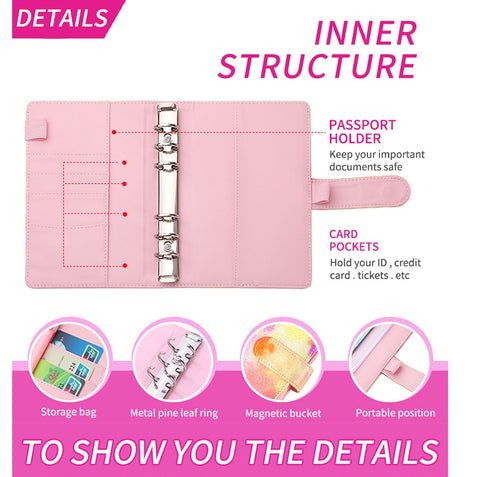 Tie Dyed Marble Color A6 Vegan Leather DIY Binder Notebook Cover Diary Agenda Planner Cover