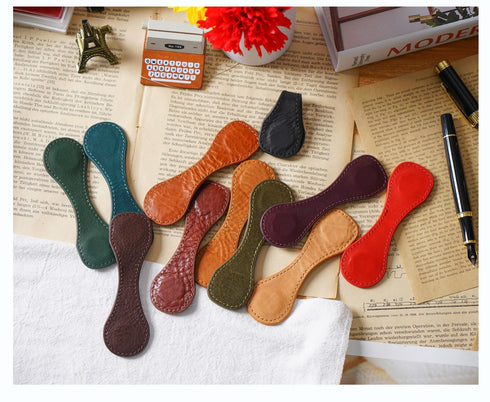 Moterm Full Grain Leather New Style Asymmetric Magnetic Clip Durable Planner Accessory Strong Magnetic Force Paper Clip Bookmark