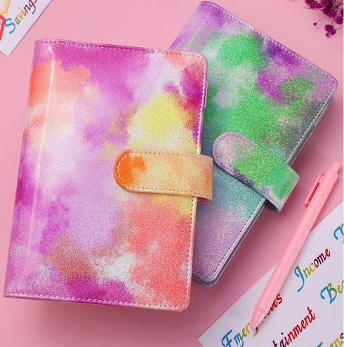 Tie Dyed Marble Color A6 Vegan Leather DIY Binder Notebook Cover Diary Agenda Planner Cover