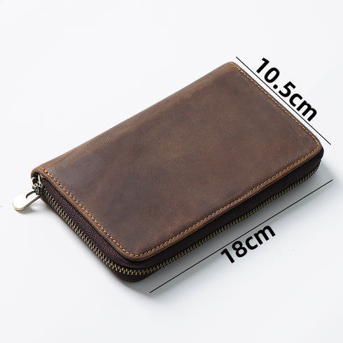 Genuine Leather Pencil Case Pen Hold Holder Organizer Hand Made Zipper Nature Cowhide Pencilcase Stationery Storage Bag