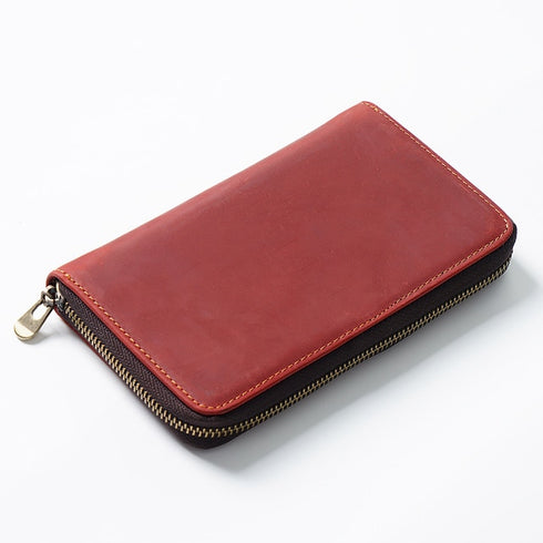 Genuine Leather Pencil Case Pen Hold Holder Organizer Hand Made Zipper Nature Cowhide Pencilcase Stationery Storage Bag