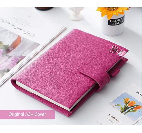 Moterm Firm Pebbled Grain Leather A5 A6 B6 Weeks Fuchsia Rose Color Genuine Cowhide Planner Rings Notebook Cover Diary Agenda Organizer Journey
