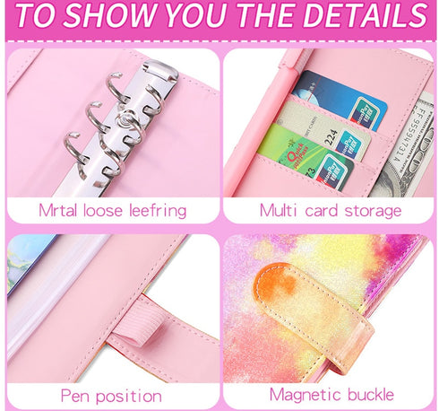 Tie Dyed Marble Color A6 Vegan Leather DIY Binder Notebook Cover Diary Agenda Planner Cover