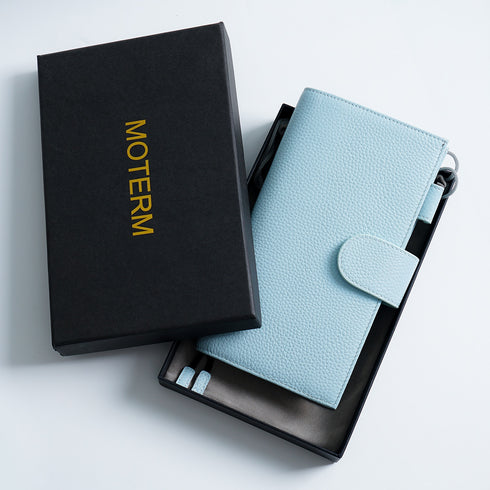 Moterm Pebbled Leather Original Weeks Cover for Hobonichi and Skinny Mini Happy Planner with Back Pocket and Double Clasps Diary