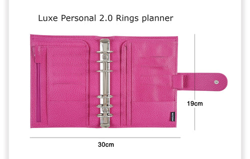 Moterm Firm Pebbled Grain Leather A5 A6 B6 Weeks Fuchsia Rose Color Genuine Cowhide Planner Rings Notebook Cover Diary Agenda Organizer Journey