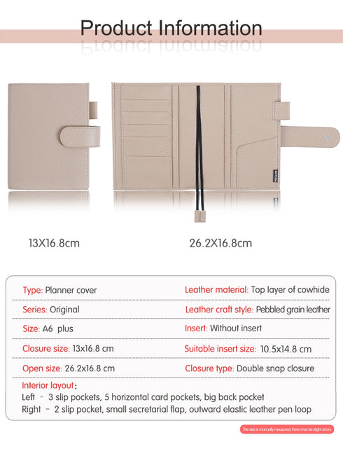 Moterm Original Series A6 Plus Cover for A6 Stalogy Notebook Genuine Pebbled Grain Cowhide Planner
