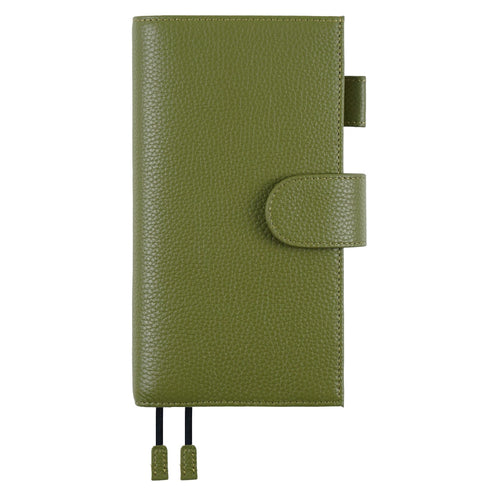 Moterm Pebbled Leather Original Weeks Cover for Hobonichi and Skinny Mini Happy Planner with Back Pocket and Double Clasps Diary