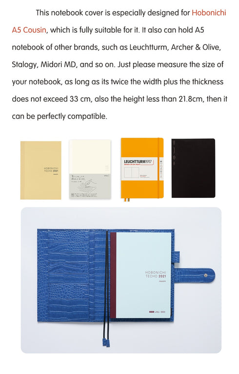 Moterm A5 CROC GRAIN Genuine Leather Original Notebook Cover Diary Planner Croc Grain Organizer
