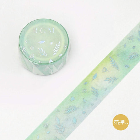 BGM Macaroon Galaxy Green Leaf GOLD FOIL Washi Tape