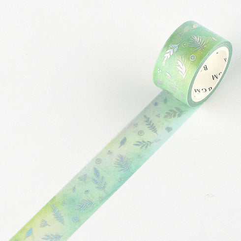 BGM Macaroon Galaxy Green Leaf GOLD FOIL Washi Tape