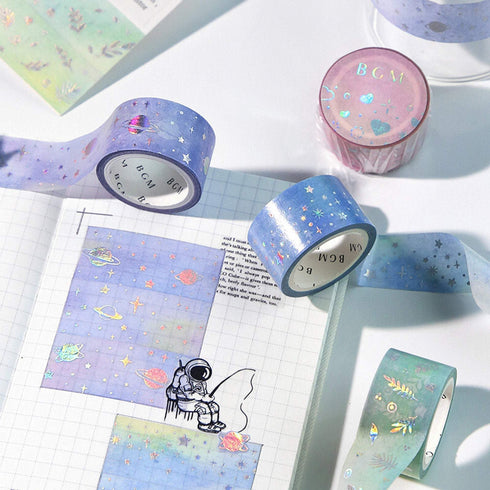 BGM Macaroon Galaxy Green Leaf GOLD FOIL Washi Tape