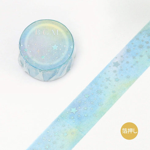 BGM Macaroon Galaxy Light Blue Star GOLD FOIL Washi Tape