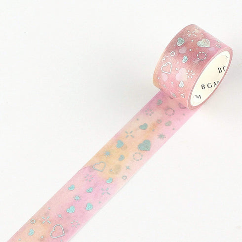 BGM Macaroon Galaxy Pink Heart GOLD FOIL Washi Tape