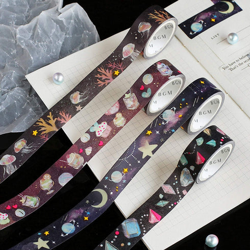 BGM Night Dream Jewelry Gems Crystals SILVER FOIL Washi Tape