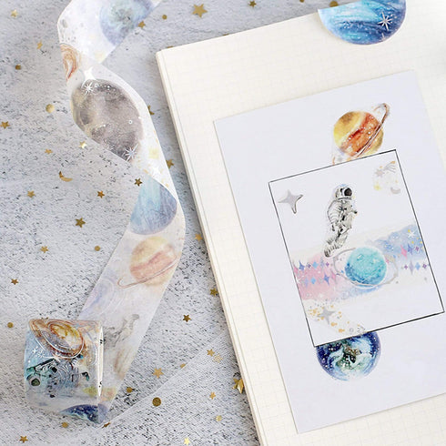 BGM Pastel Planets Outer Space Constellations Gold Foil Washi Tape