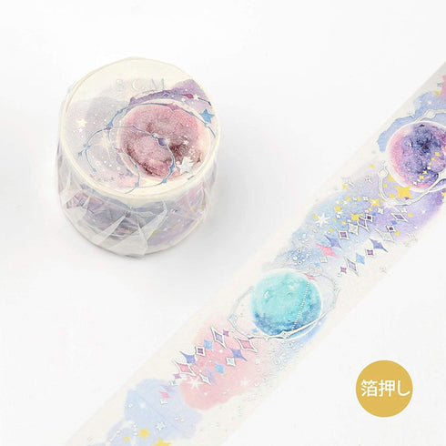 BGM Pastel Planets Outer Space Constellations Gold Foil Washi Tape