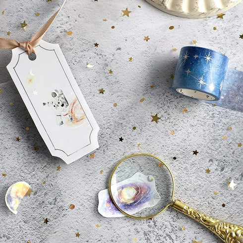 BGM Pastel Planets Outer Space Constellations Gold Foil Washi Tape