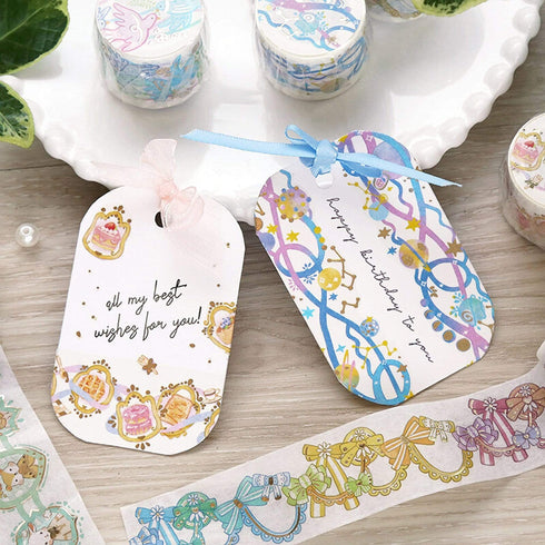 BGM Rainbow Lace Ribbon Lace Bows GOLD FOIL Washi Tape