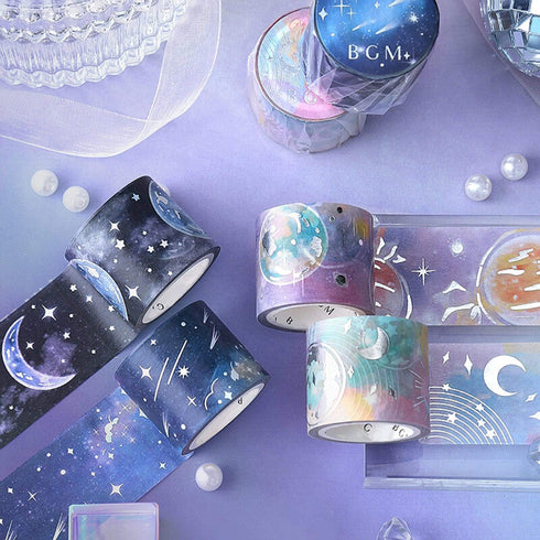 BGM Star Candy Galaxy Celestial Rainbow Planets Silver Foil Washi Tape