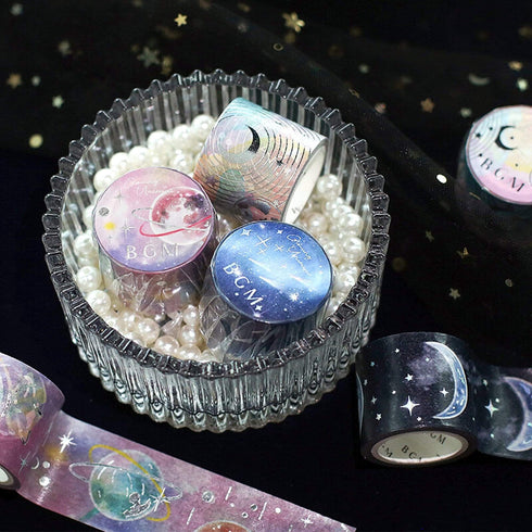 BGM Star Candy Galaxy Celestial Rainbow Planets Silver Foil Washi Tape