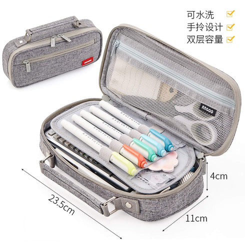 BLACK Extra Large Canvas Pen Case Pencil Case Storage Case Pencil Case Sectional Pen Case