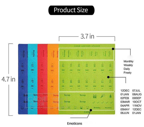 Colorful DARK BLUE Cagie PU Leather Monthly Index Tabs