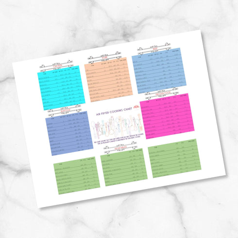 DIGITAL PRINTABLE Air Fryer Cooking Chart, Air Fryer Temp Chart, Air Fryer Time Chart, Metric & Imperial | A6