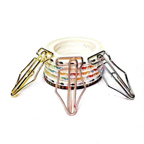 Fountain Pen Nib Paper Clip ROSE GOLD Copper Nib Five Paper Clips