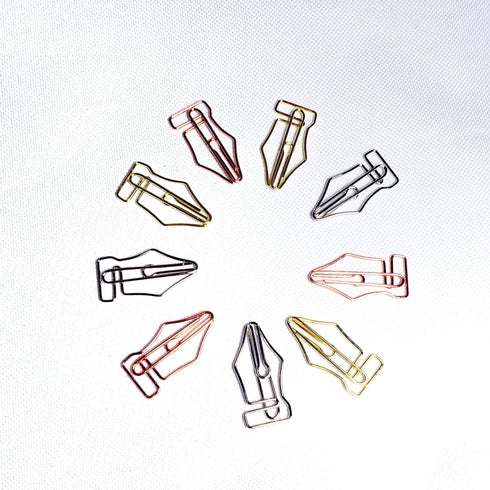 Fountain Pen Nib Paper Clip ROSE GOLD Copper Nib Five Paper Clips