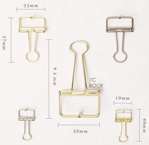 GOLD Skeleton Frame Hollow Wire Binder Clips - Small, Medium & Large! Super cute and very strong!