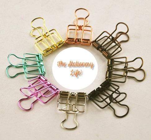 GOLD Skeleton Frame Hollow Wire Binder Clips - Small, Medium & Large! Super cute and very strong!