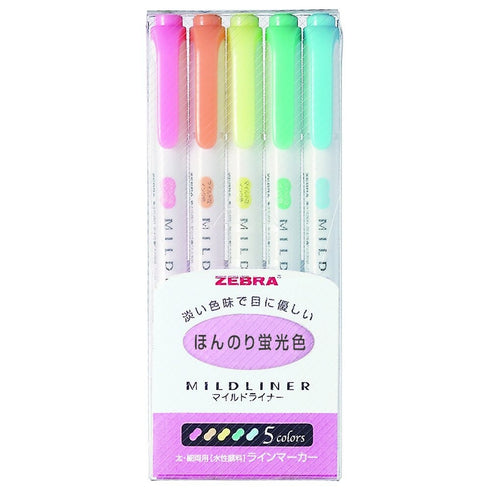 Zebra Mildliner BRIGHT FLUORESCENT Mildliner Set of 5 | Pink Package WKT7-5C-N