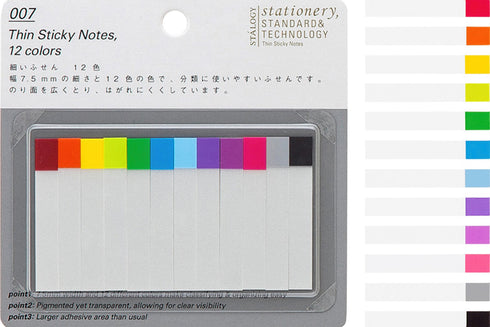 Stalogy Thin Page Markers Page Flags Sticky Note Sticky Flag | 12 Colors 7.5mm 120 Flags