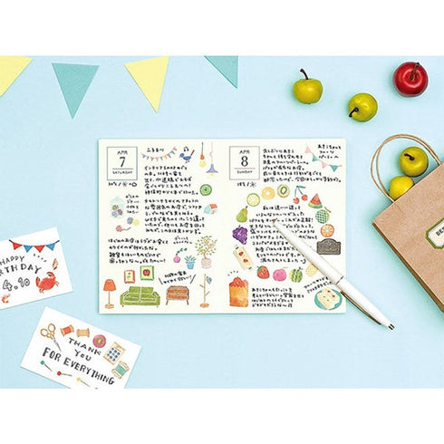 Midori Sticker Marché STATIONERY Fountain Pen Pencil Scissors Washi Tape Stickers | 2380