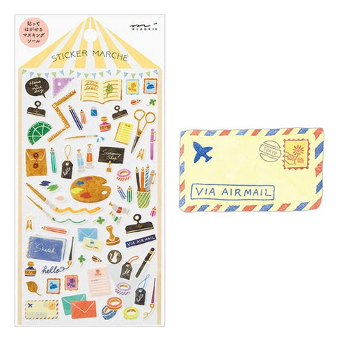 Midori Sticker Marché STATIONERY Fountain Pen Pencil Scissors Washi Tape Stickers | 2380