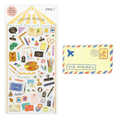 Midori Sticker Marché STATIONERY Fountain Pen Pencil Scissors Washi Tape Stickers | 2380