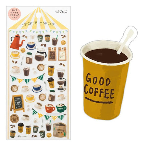 Midori Sticker Marché COFFEE Espresso Latte Frappuccino Washi Tape Stickers | 2374