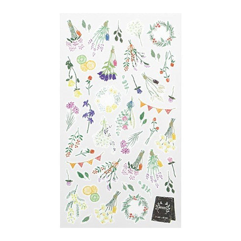 Midori Sticker Marché Dried FLOWERS Washi Tape Stickers | 2375