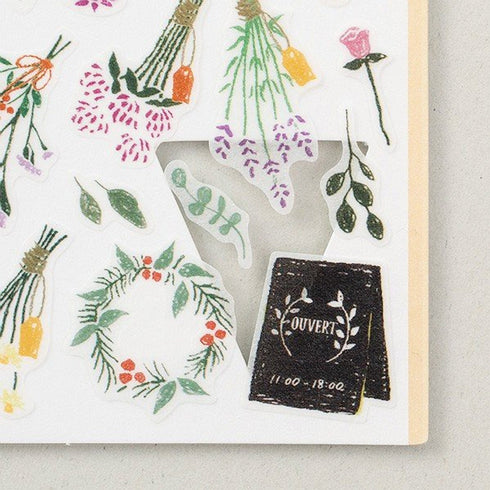Midori Sticker Marché Dried FLOWERS Washi Tape Stickers | 2375