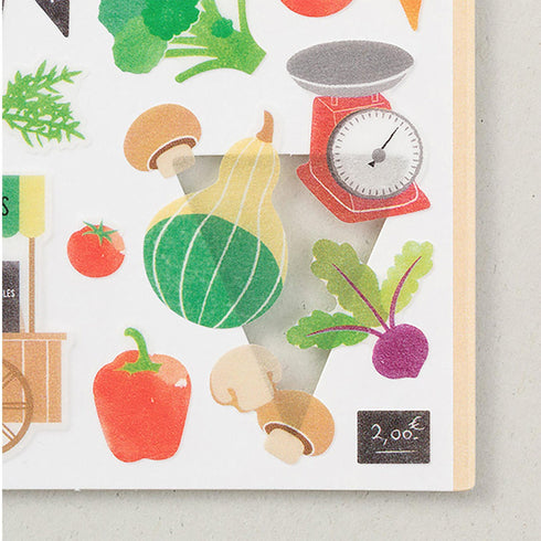 Midori Sticker Marché VEGETABLES Veggie Washi Tape Stickers | 2363