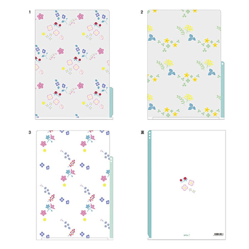Midori MD A4 3 Pocket Clear Folder | Wildflower Kawaii