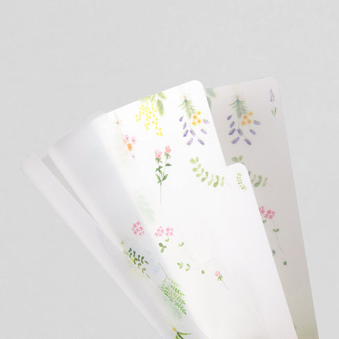 Midori MD A4 3 Pocket Clear Folder | Dried Flowers