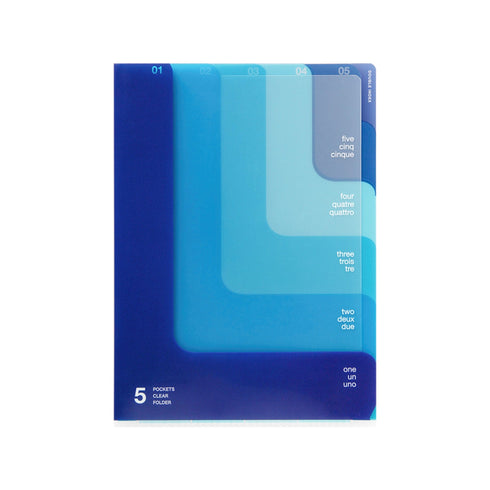 Midori MD A4 5 Pocket Clear Folder | 2-Way Blue Gradient Blue