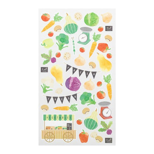 Midori Sticker Marché VEGETABLES Veggie Washi Tape Stickers | 2363
