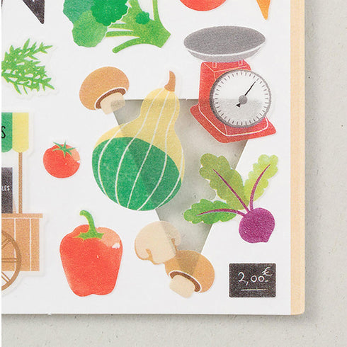 Midori Sticker Marché VEGETABLES Veggie Washi Tape Stickers | 2363