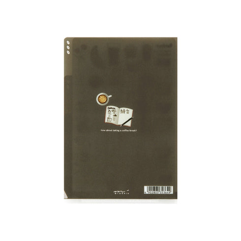 Midori MD A4 3 Pocket Clear Folder | Coffee